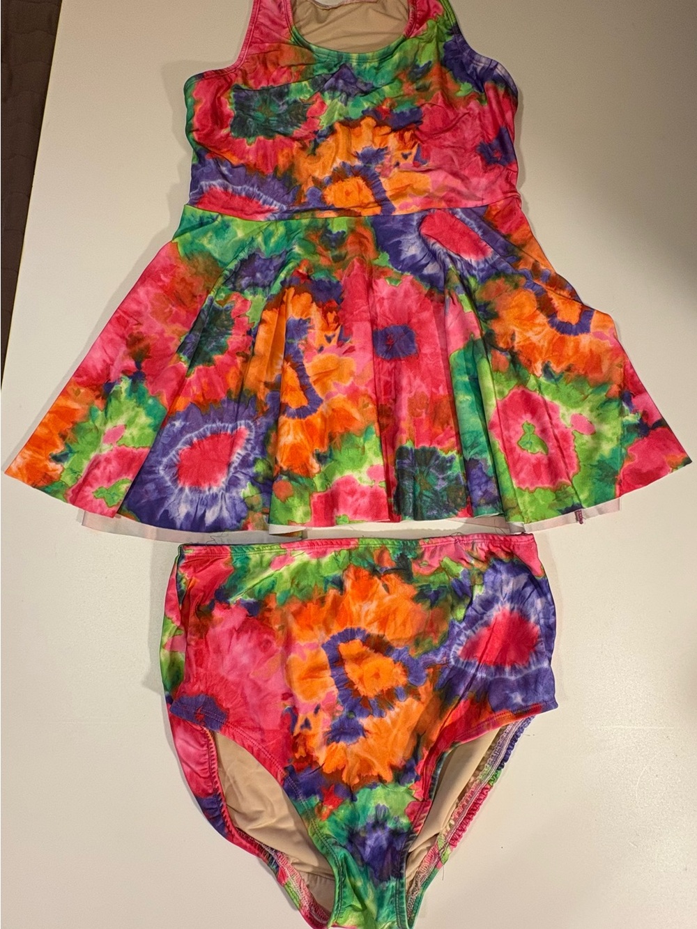 Women’s Multicolor Tie-Dye Swim Dress and Bottoms
